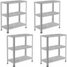 4 Estante Para Livros Sala Estoque Almoxarifado Escritório Loja 3 Bandejas De Aço Resistentes 60cm Armário Multiuso
