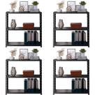 4 Estantes Armário De Aço 70cm Resistente 3 Bandejas Multiuso Para Quarto Sala Loja Livros Estoque Cozinha