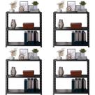 4 Estantes Armário De Aço 70cm Resistente 3 Bandejas Multiuso Para Quarto Sala Loja Livros Estoque Cozinha
