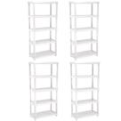 4 Estantes Modular 5 Prateleiras Câmara Fria Até 250kg Multiuso Ordene Branca Plástica