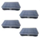 4 Estojo Organizador De Plastico Retangular 8 Div. Mini Double Case