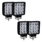 4 Farolete Led Quadrado 16 Leds 48w Carro Caminhonete 12v 24v 4 Farolete Led Quadrado 16 Leds 48w Carro Caminhonete 12v 24v