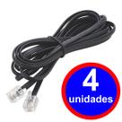 4 Fios Telefone Fixo 1 Metro Rj11 X Rj11 Cabo 4 Vias Preto