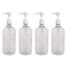 4 Frascos 1000ml Para Álcool Gel Válvula Pump Profissional