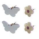 4 Ganchos de parede Borboleta e Flor infantil bolsa mochila