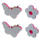 4 Ganchos de parede Borboleta e Flor infantil bolsa mochila