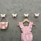 4 Ganchos de parede infantil decoração borboleta rosa 4BoMk6