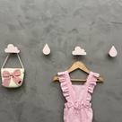 4 Ganchos parede infantil menina nuvem gota céu pingo rosa