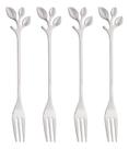 4 Garfos Para Aperitivo Lyor Leaves Prata De Aço Inox