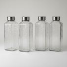 4 Garrafas Vidro Quadradas Transparente 1L Alimentos e Bebidas Água Saborizada Ecológicas sem Cheiro e Reutilizáveis