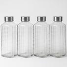 4 Garrafas Vidro Quadradas Transparente 1L Alimentos e Bebidas Água Saborizada Ecológicas sem Cheiro e Reutilizáveis