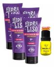 4 Hidraliso Progressiva de Chuveiro Liso de Salão em Casa + Oil Argan Hidraliso