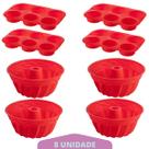 4 Kit Forma Cupcake + Forma Espiral Sortida Pudim Silicone