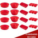 4 Kit Formas Silicone Redonda Espiral Pães Cupcake Sortida