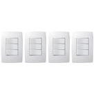 4 Kit Interruptor C/ Placa 3m Simples Branco 250v Pialplus