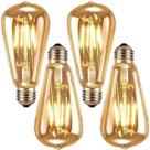 4 Lâmpadas Vintage Filamente Led Decorativa Retrô Vintage Âmbar ST64 4W 320LM
