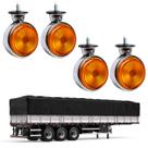 4 Lanternas Cromadas Bojuda Foguinho Âmbar Carreta Âmbar