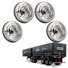 4 Lanternas Traseira Carreta Noma 125mm Cristal Metalizada