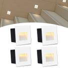 4 Luminaria Balizador De Parede Embutir Led Branco Quente 3w Zan08