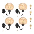 4 Luminária De Parede Fibra Natural Em Bambu Nat91 + Led 4 Luminária De Parede Fibra Natural Em Bambu Nat91 + Led