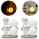 4 Luminárias Astronauta com Lua LED Amarela Bateria
