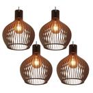 4 Luminarias Lustre Pendente Varanda Cozinha Balcão Garagem Cor Marrom