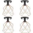 4 Lustres Teto Plafon Industrial Aramado Cálice Retrô Luminária Sobrepor Vintage Agp Ilumini