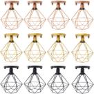 4 Lustres Teto Plafon Industrial Aramado Diamante Retrô Luminária Sobrepor Vintage Agp Ilumini