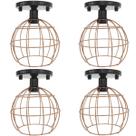 4 Lustres Teto Plafon Industrial Aramado Globo Retrô Luminária Sobrepor Vintage Agp Ilumini