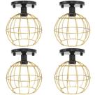 4 Lustres Teto Plafon Industrial Aramado Globo Retrô Luminária Sobrepor Vintage Agp Ilumini