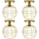 4 Lustres Teto Plafon Industrial Aramado Globo Retrô Luminária Sobrepor Vintage Dourado Agp Ilumini 4 Lustres Teto Plafon Industrial Aramado Globo Retrô Luminária Sobrepor Vintage Dourado Agp Ilumini