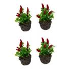 4 Mini Arranjo Artificiais Pimenta Pimenteira C/vaso 0
