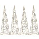 4 Mini Arvore de Natal Aramada com Glitter Champanhe 20cm
