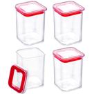 4 Mini Pote Empilhável 160ml Hermético Porta Tempero Sementes Granulados Itens de Costura Vermelho
