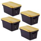 4 Organizador Collection Preto Com Tampa de Madeira 10L