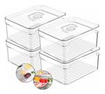 4 Organizador Geladeira Tampa Acrílico 2,2 Litros Natural Ou