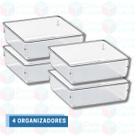 4 Organizadores Resistentes Empilháveis Multiuso Acessórios