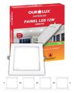 4 Painel Plafon LED Ourolux Embutir 12W Cor da Luz Branco Neutro Quadrado