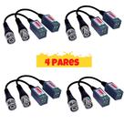 4 Pares - Conector Vídeo Balun Câmeras AHD CVI HDTVI