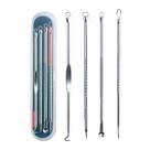 4 Pçs Removedor Extrator De Cravo Acne Espinha Pinças Cureta Inox