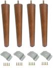 4 Pe Palito 40cm Marrom Claro Chapa Reta + Parafuso