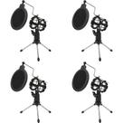 4 Pedestal Suporte P/ Microfone + Pop Filter Tripé Compacto