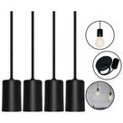 4 Pendente Cabo Ajustável Dot Metal Vintage Preto Taschibra