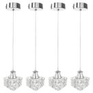4 Pendente Cristal K9 Metal Prata Polido Para Banheiro Bet43