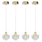 4 Pendente Dourado De Cristal Interna Metal Para Sala Bet42