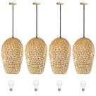 4 Pendente Fibra Natural Em Bambu Lanchonete Nat63 + Led 4 Pendente Fibra Natural Em Bambu Lanchonete Nat63 + Led