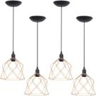 4 Pendentes Aramado Cálice Luminária Lustre Teto Retrô Vintage Industrial Balcão Agp Ilumini