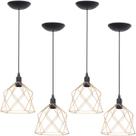 4 Pendentes Aramado Cálice Luminária Lustre Teto Retrô Vintage Industrial Balcão Agp Ilumini