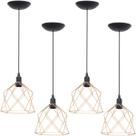 4 Pendentes Aramado Cálice Luminária Lustre Teto Retrô Vintage Industrial Balcão Cobre Rose Gold