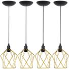 4 Pendentes Aramado Cálice P Luminária Lustre Teto Retrô Vintage Industrial Balcão Agp Ilumini